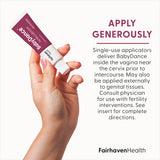 Fairhaven Health BabyDance Fertility Lubricant with applicator suggested use.