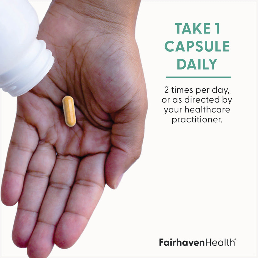 Fairhaven Health CoQ10 suggested use: take one capsule daily, two times per day or as directed by your healthcare practitioner.