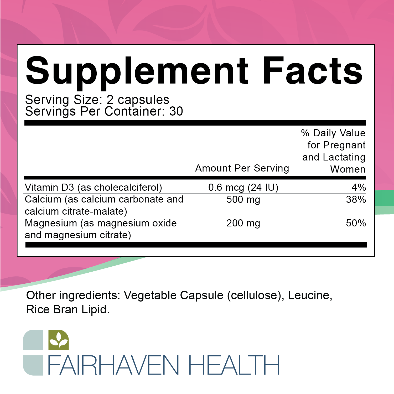 Fairhaven Health PeaPod Cal-Mag Supplement Facts