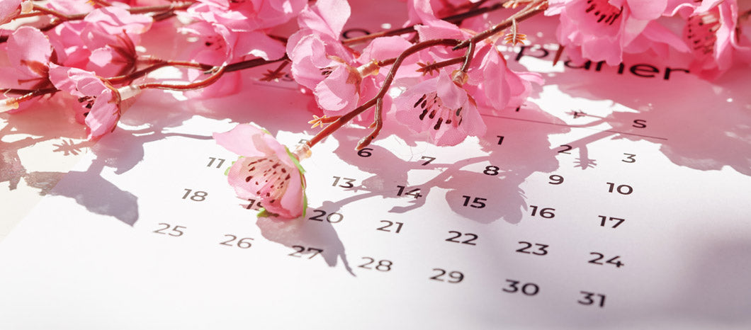 pink flowers on calendar
