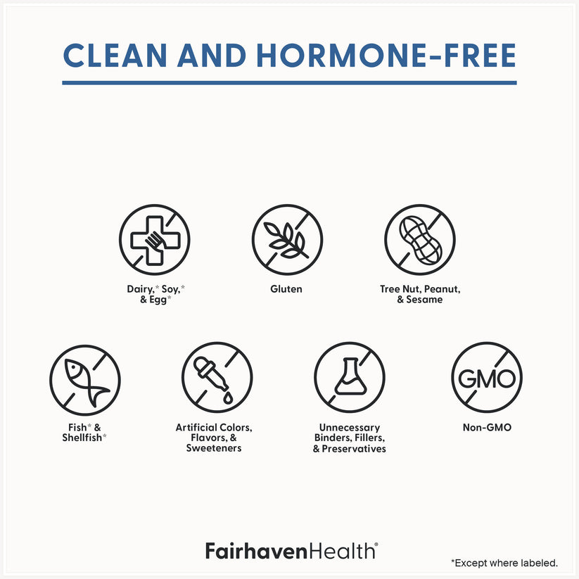 Fairhaven Health clean and hormone free fertility and general wellness supplements.