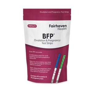 Fairhaven Health BFP ovulation and pregnancy test strips bundle.