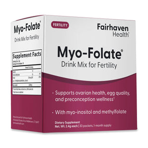 Box of Myo-Folate Drink Mix for Fertility by Fairhaven Health.