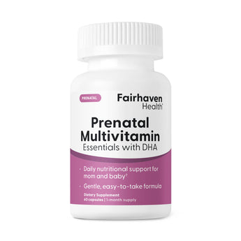 Fairhaven Health Prenatal Multivitamin Essentials with DHA 60 capsules per bottle.