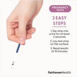 Pregnancy test strip instructions.