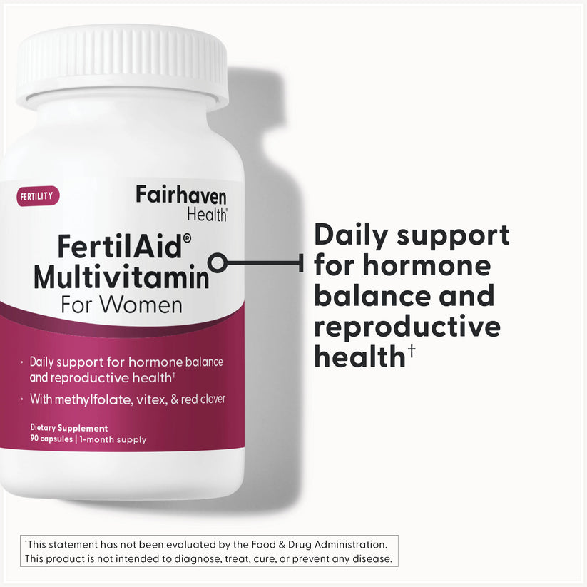 Fairhaven Health FertilAid® Multivitamin For Women provides daily support for hormone balance and reproductive health.*