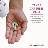 Fairhaven Health FertilAid® Multivitamin For Women suggested use: take three capsules daily with a meal or as directed by your healthcare practitioner.
