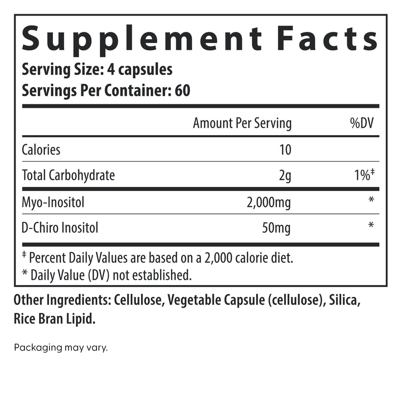 Fairhaven Health Myo + D-Chiro Inositol supplement facts 240 ct.
