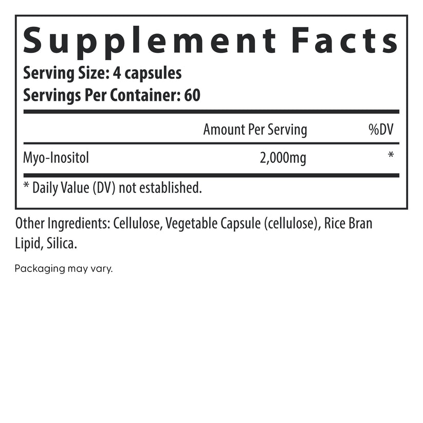 Fairhaven Health Myo-Inositol supplement 240 ct supplement facts.