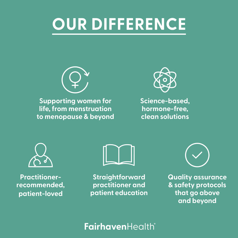 Fairhaven Health infographic highlighting their difference on a green background.