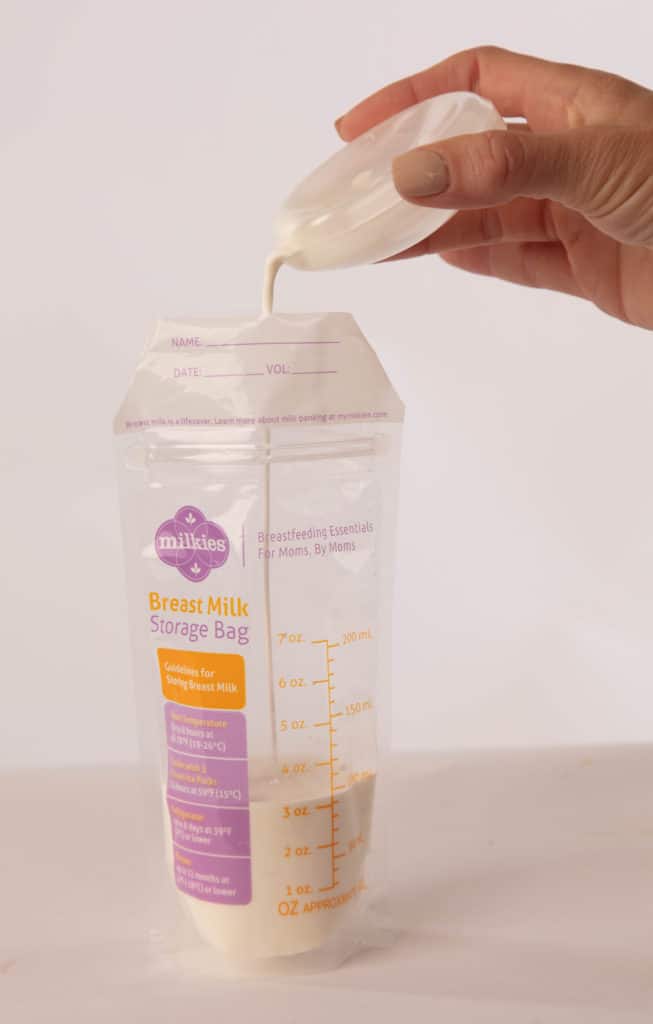 Pouring Milk in Breast Milk Storage Bag