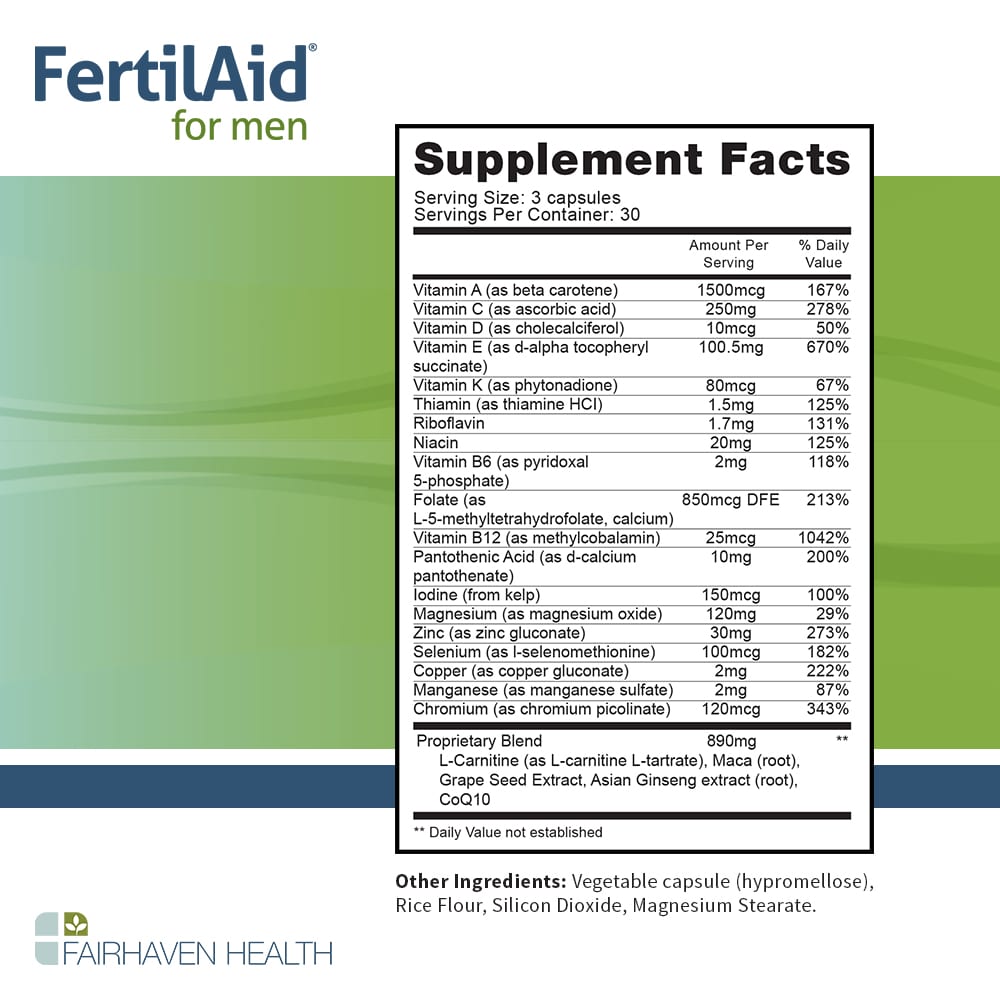 FertilAid for Men LS Supplement Facts