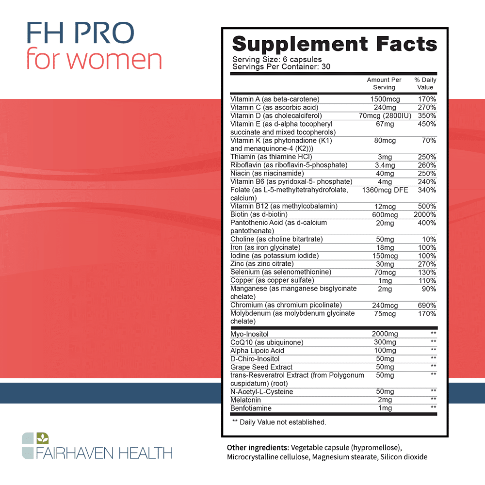 FH PRO for Women Supplement Facts