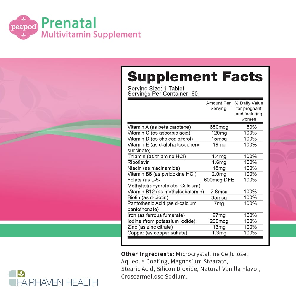 Peapod Prenatal Supplement Facts